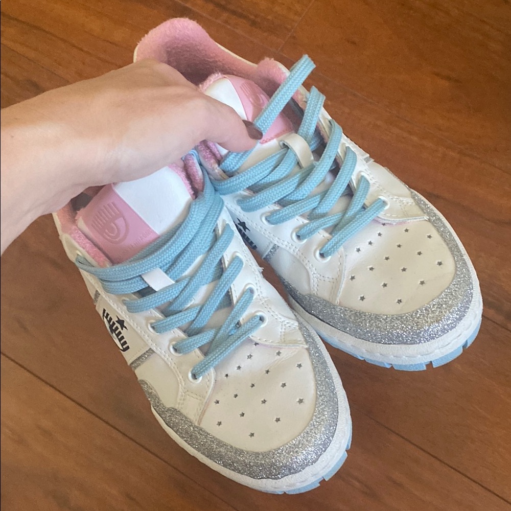 Stylish White and Silver Women's Sneakers